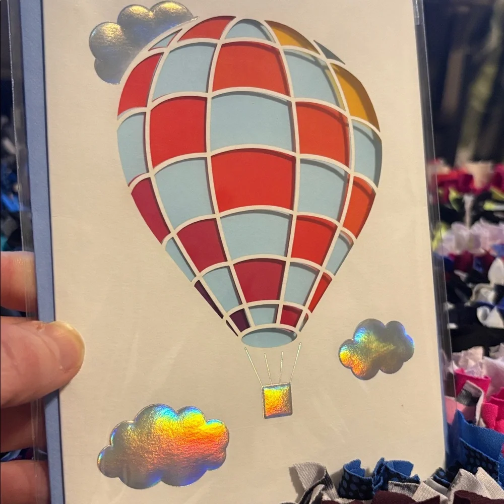 🆕Papyrus Iridescent Hot Air Balloon Blank Inside Card